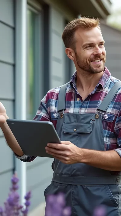 Service für Privatkunden Techniker erklärt einer Kundin eine Remko Wärmepumpe an der Hauswand