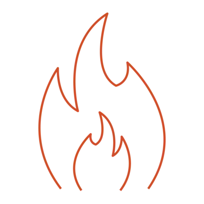 Heating Grafik einer Flamme in rot