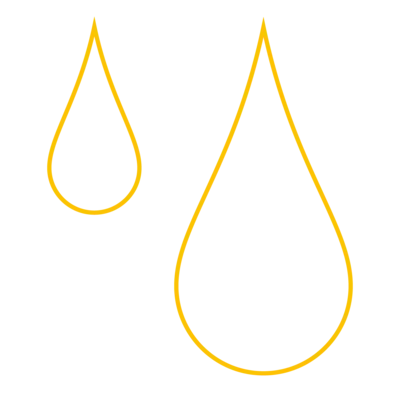 Grafik von zwei Wassertropfen in gelb