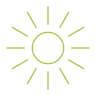 Grafik einer Sonne in grün