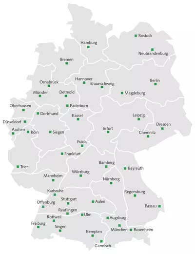 Deutschlandkarte mit Fachhandels-Gebieten