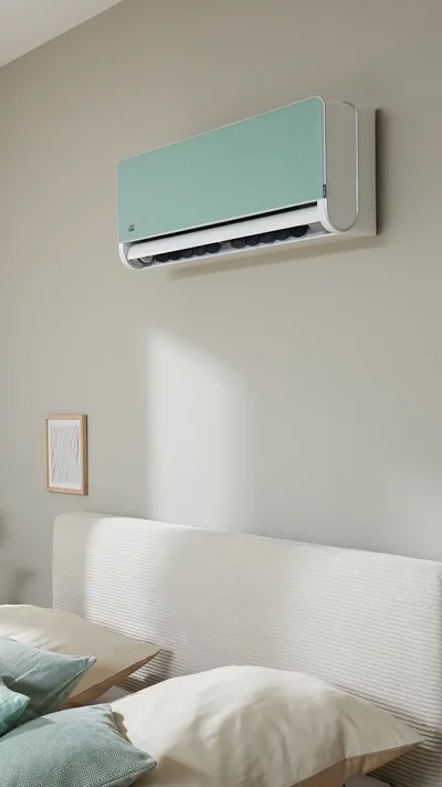 Remko Klimagerät an der Wand in einem Schlafzimmer