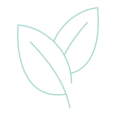 Air purification Grafik von zwei Blättern in türkis